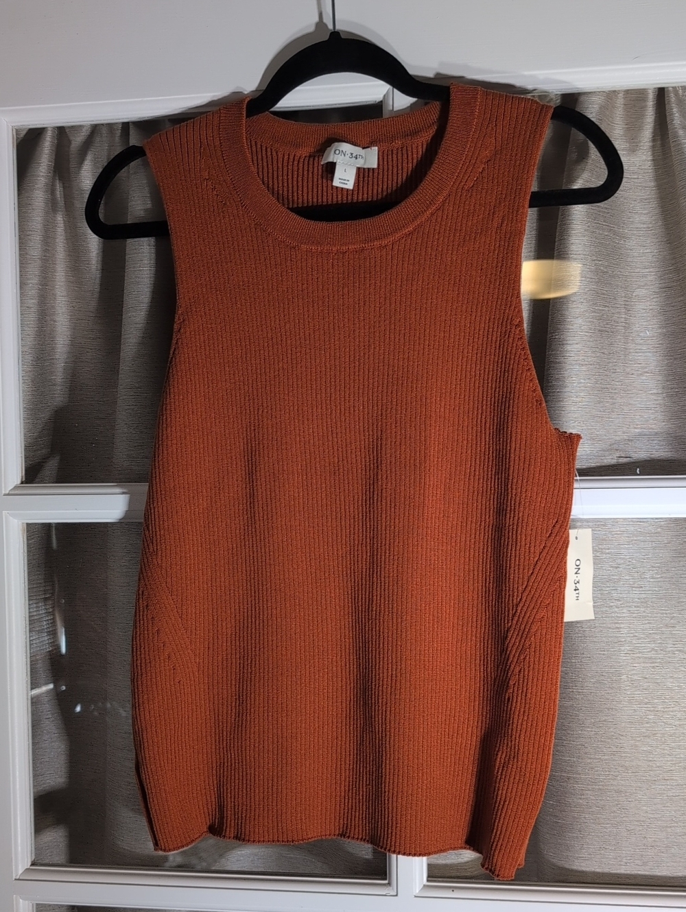 On 34th Pumpkin Colored Sleeveless Knit Tank Top